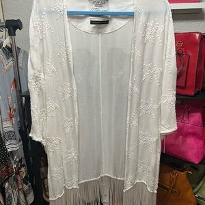 White Embroidered Women's Kimono